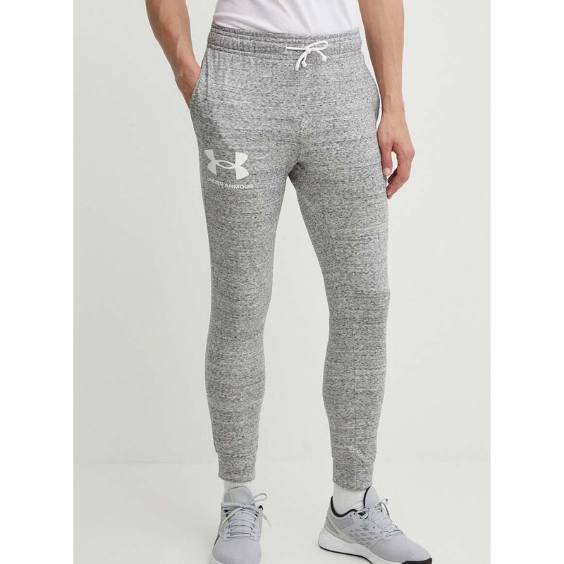 Kalhoty Under Armour pánské, šedá barva, hladké, 1361642-001