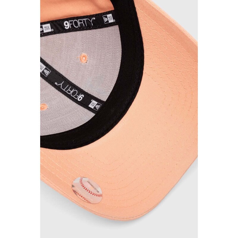 Bavlněná baseballová čepice New Era oranžová barva, s aplikací, LOS ANGELES DODGERS