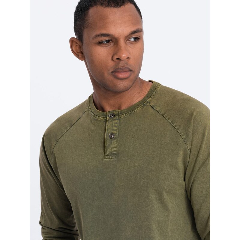 Ombre Clothing Nadčasové olivové bavlněné tričko V4 LSWL-001