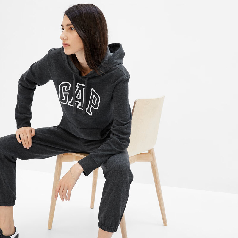 Mikina GAP Pullover Logo Hoodie Charcoal Heather M