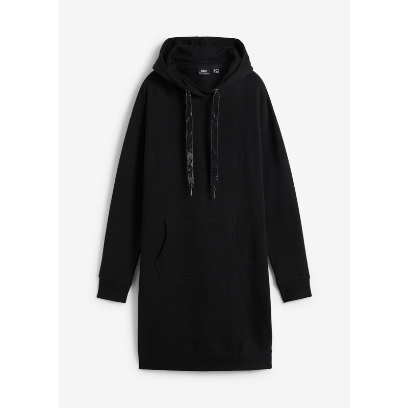 bonprix Mikinové šaty s kapucí Černá