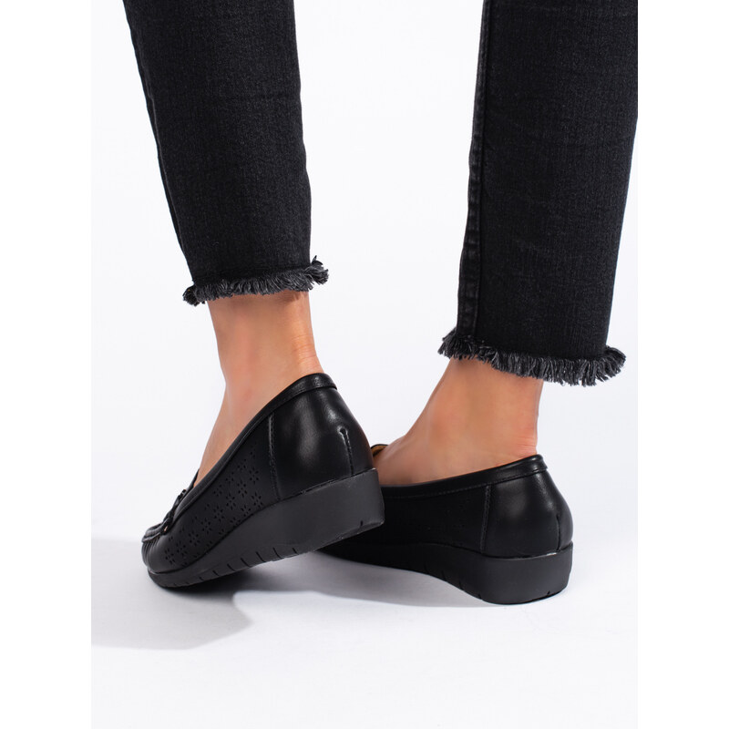 Shelvt Women's Black Loafers