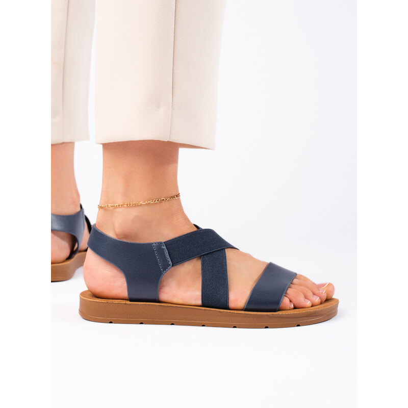 Shelvt Women's blue slip-on sandals