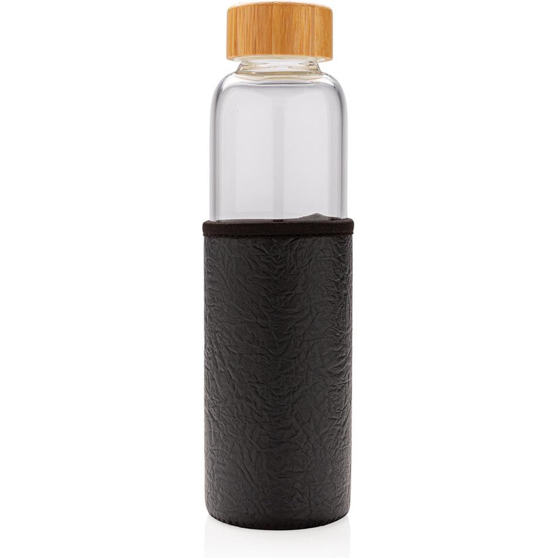 Skleněná láhev na vodu s ochranným rukávcem, 550ml, XD Design, černá