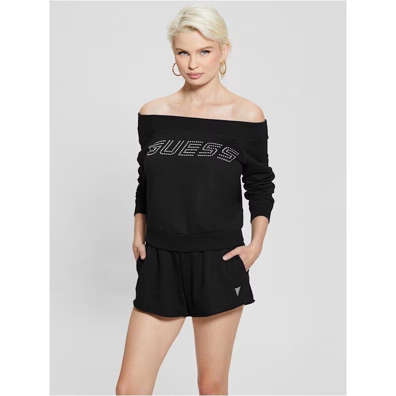 Guess skylar off shoulder sweatshirt BLACK