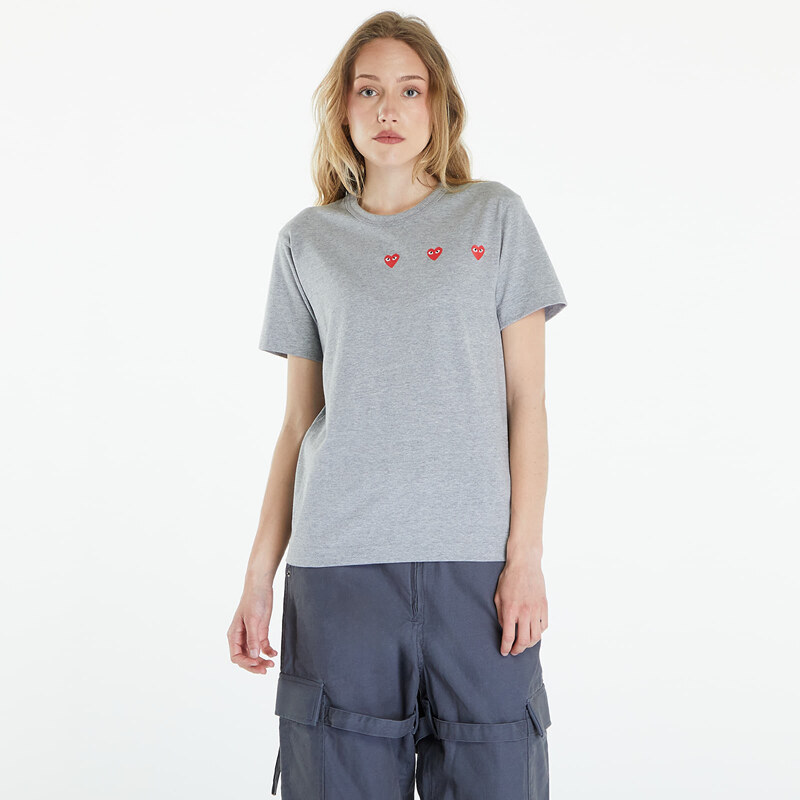 Comme des Garçons PLAY Short Sleeve Logo Print T-Shirt UNISEX Grey