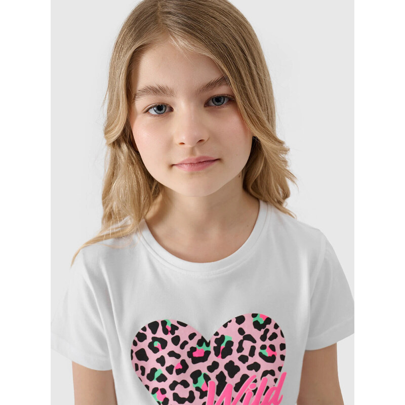 Dívčí tričko s potiskem 4F - bílé