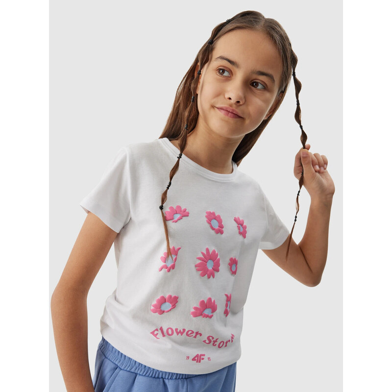 Dívčí tričko z organické bavlny 4F - bílé