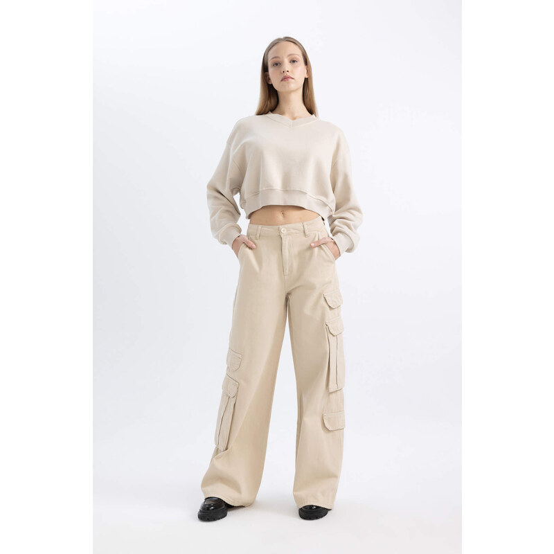 DEFACTO Wide Leg Cargo Gabardine Trousers