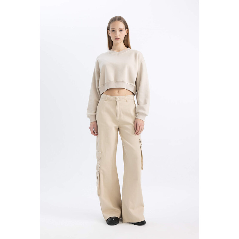 DEFACTO Wide Leg Cargo Gabardine Trousers