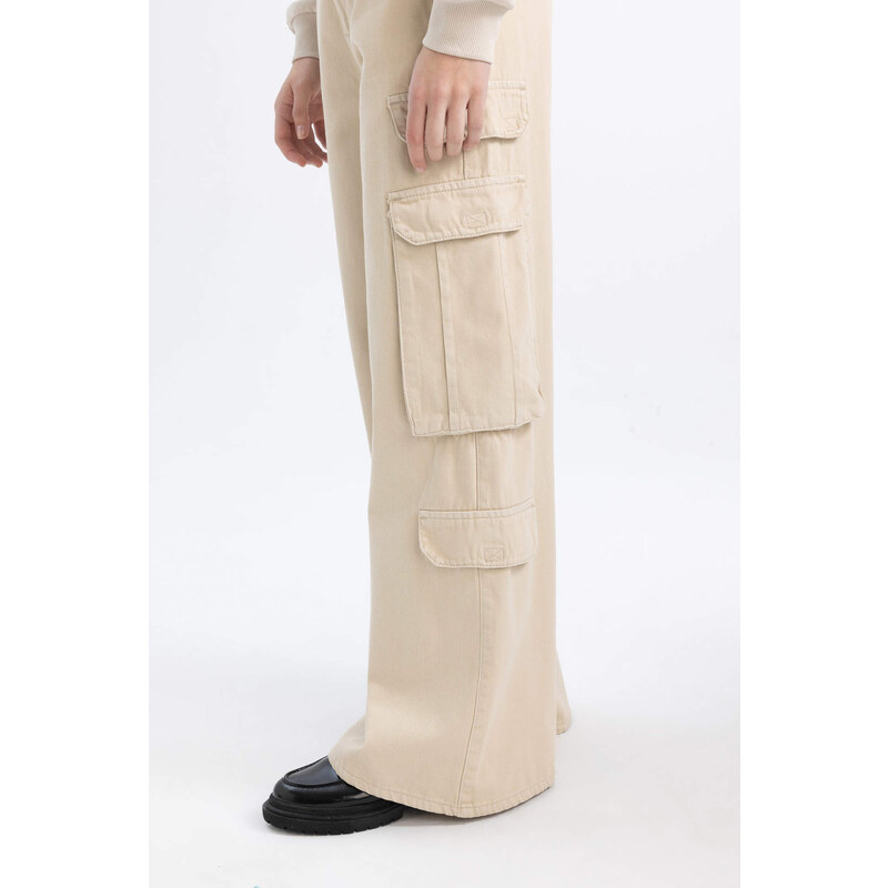 DEFACTO Wide Leg Cargo Gabardine Trousers