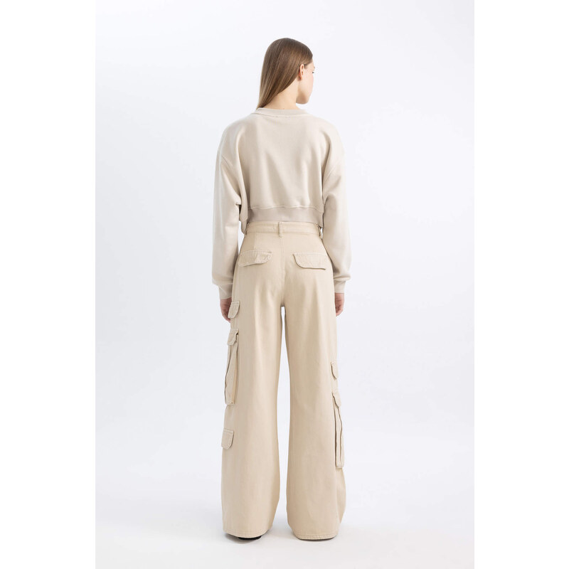 DEFACTO Wide Leg Cargo Gabardine Trousers