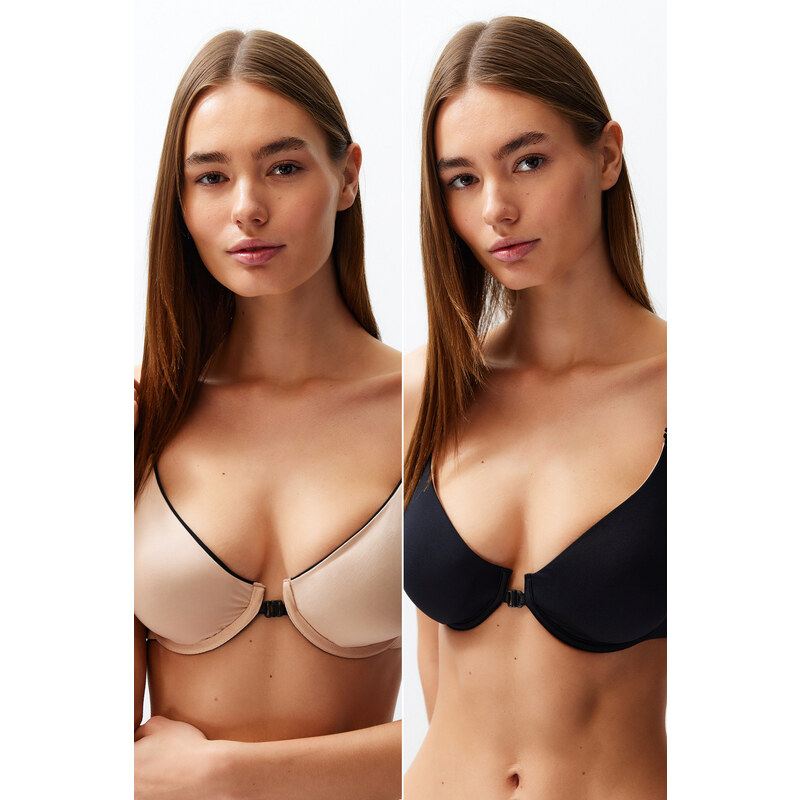 Trendyol Black-Skin Polyamide Double-Sided Wearable Covered Knitted Bra