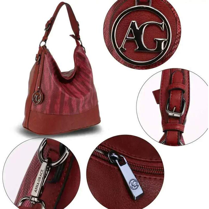 Anna Grace London Anna Grace Dámská kabelka do ruky a přes rameno AG00557 vínová - burgundy ( tmavě červená)