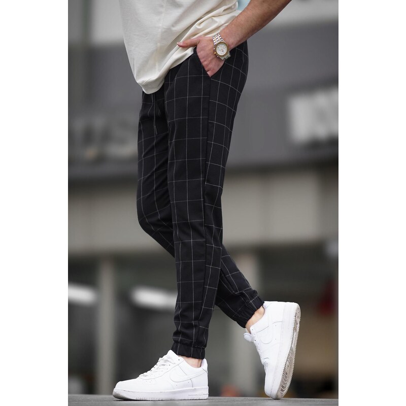 Madmext Checked Black Jogger Mad4081