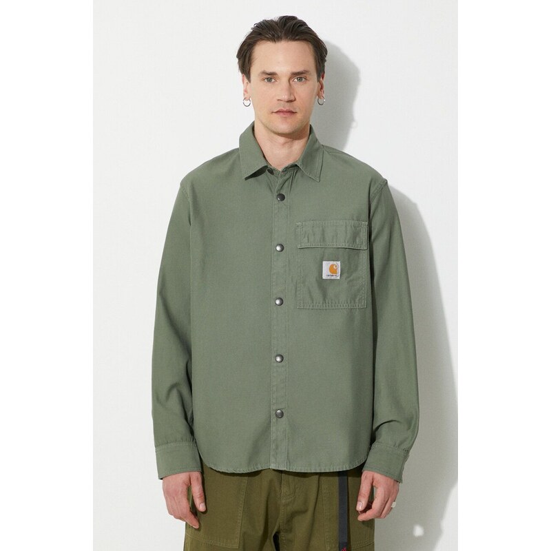 Košilová bunda Carhartt WIP Hayworth Shirt Jac zelená barva, I033443.66702