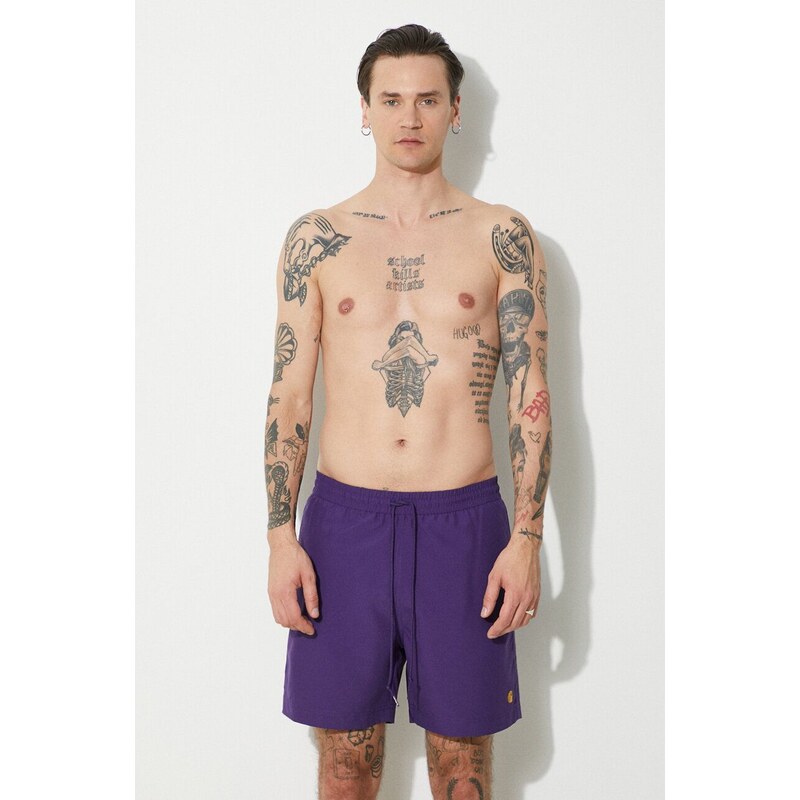 Plavkové šortky Carhartt WIP Chase Swim Trunks fialová barva, I026235.1YVXX