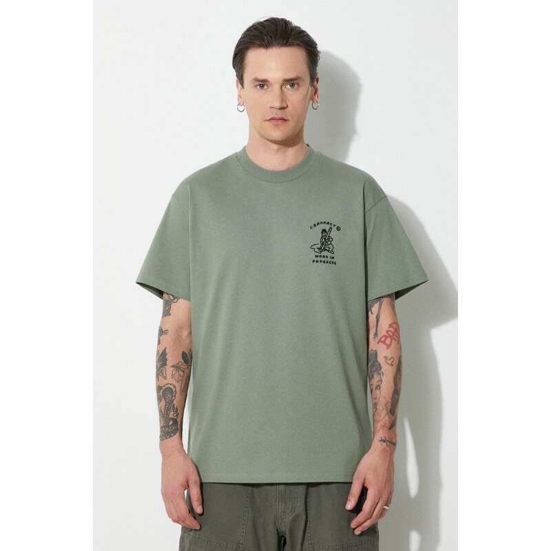 Bavlněné tričko Carhartt WIP S/S Icons T-Shirt zelená barva, s aplikací, I033271.22RXX