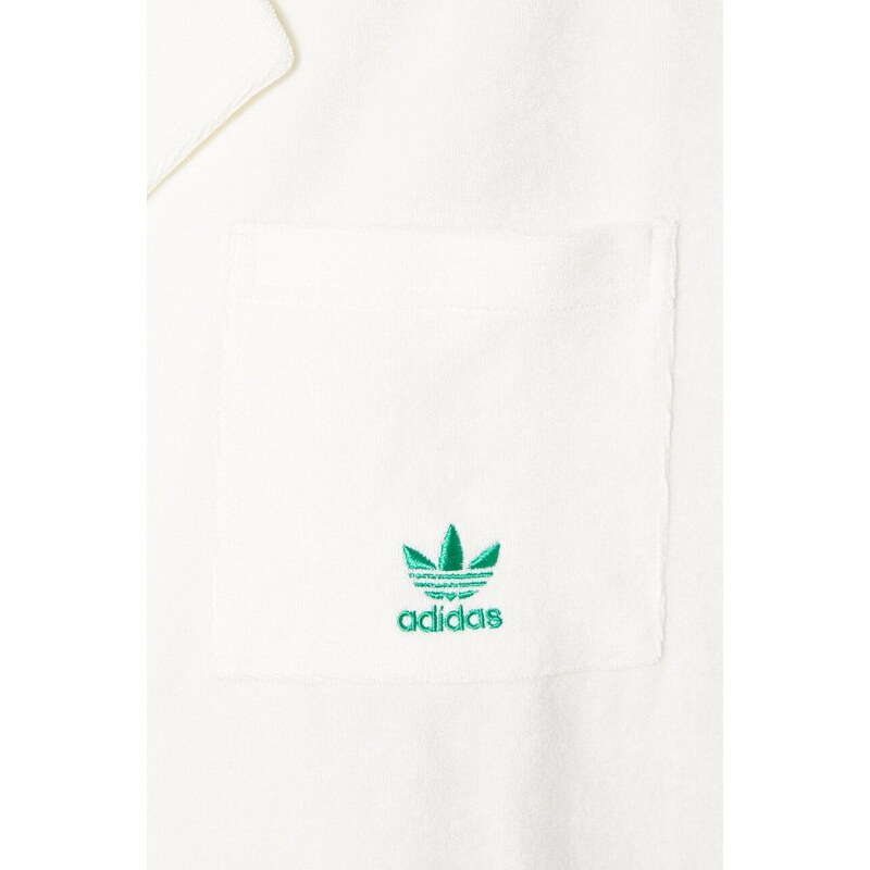 Košile adidas Originals Resort Shirt dámská, béžová barva, relaxed, s klasickým límcem, JH0614