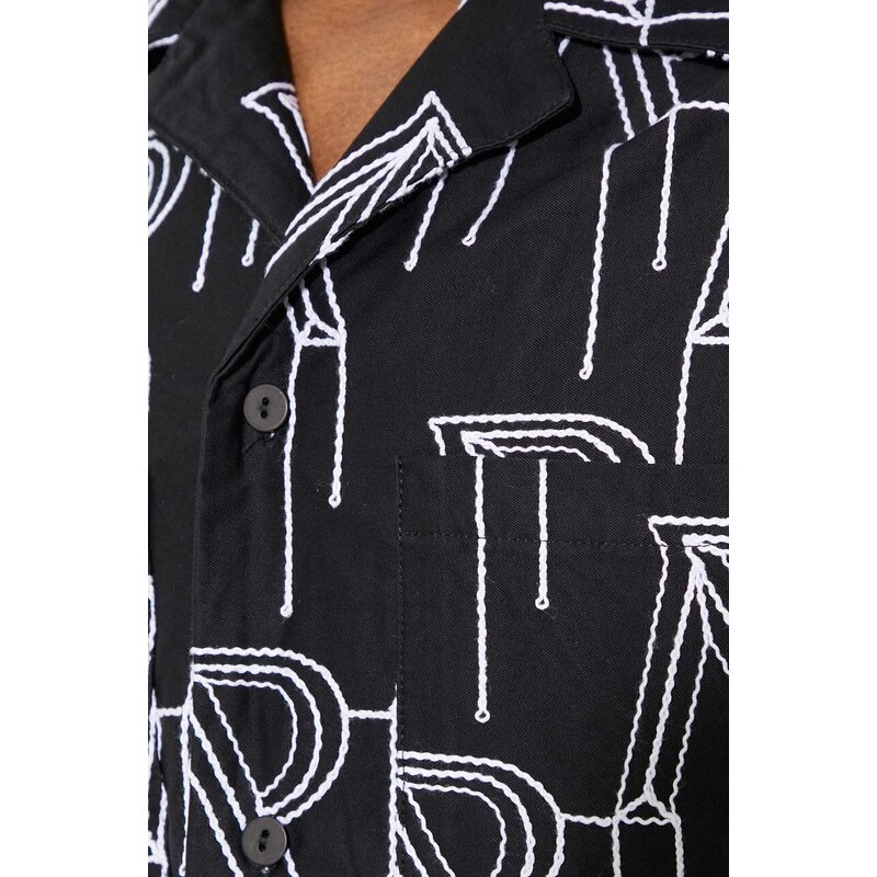 Bavlněná košile Represent Embrodiered Initial Overshirt černá barva, relaxed, MLM212.01