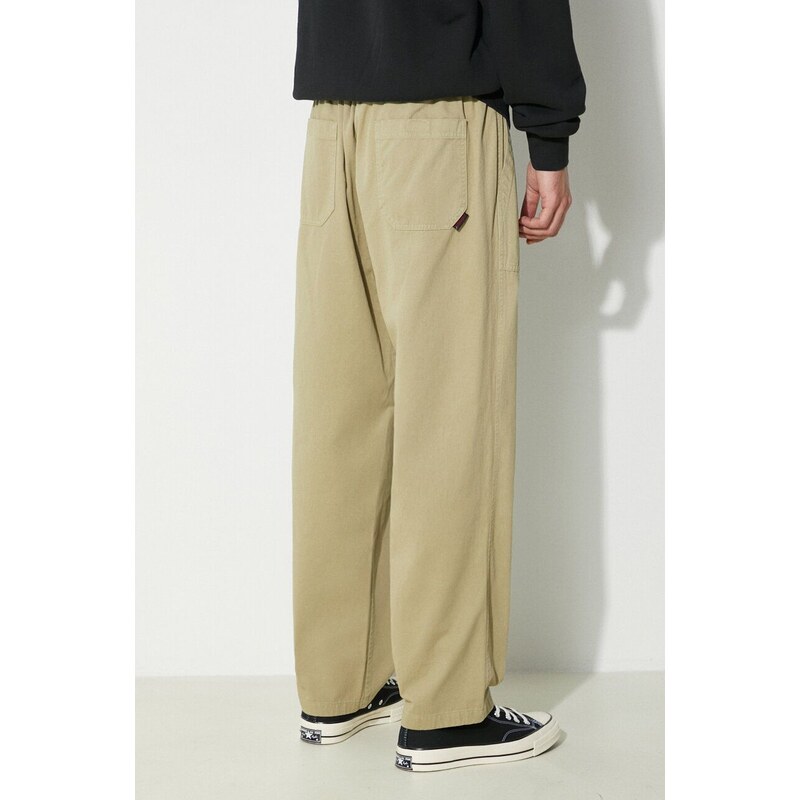 Bavlněné kalhoty Gramicci Loose Tapered Ridge Pant zelená barva, jednoduché, G114.OGT