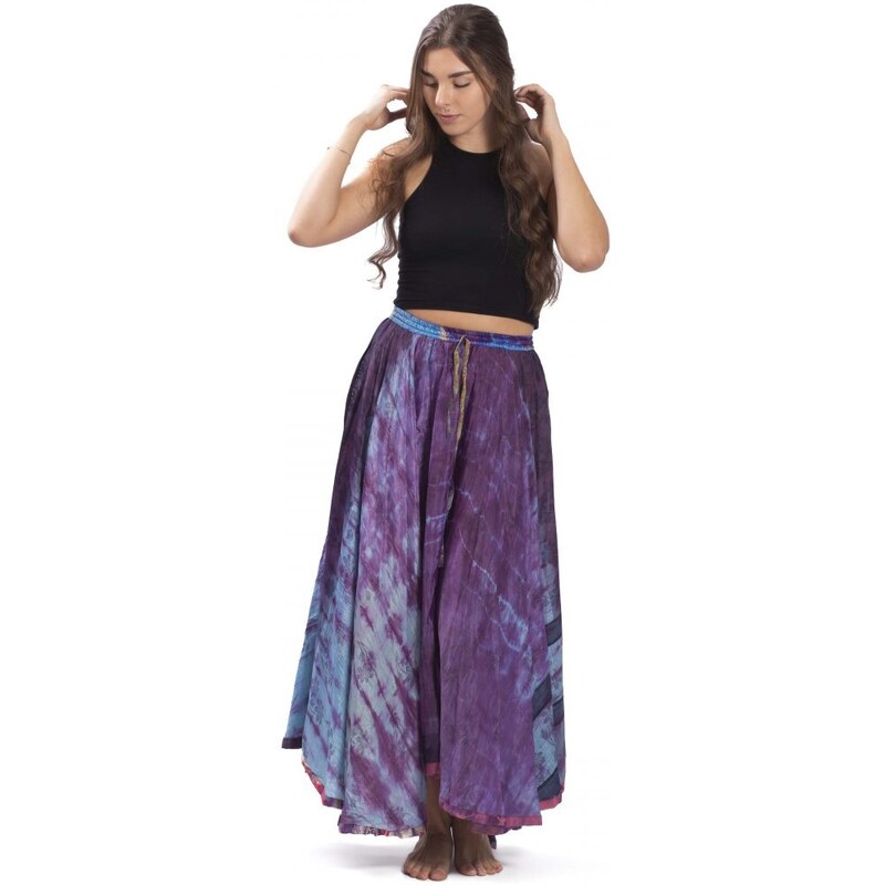Indie Kolová sukně AMALA fialovo-modrá IV.