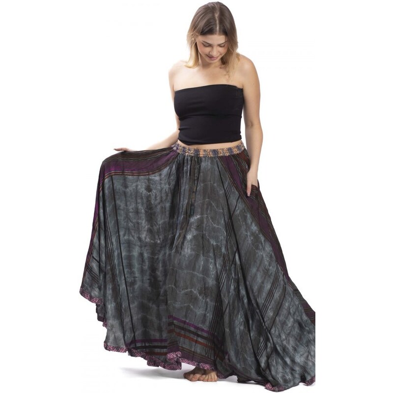 Indie Kolová sukně AMALA fialovo-šedá I.