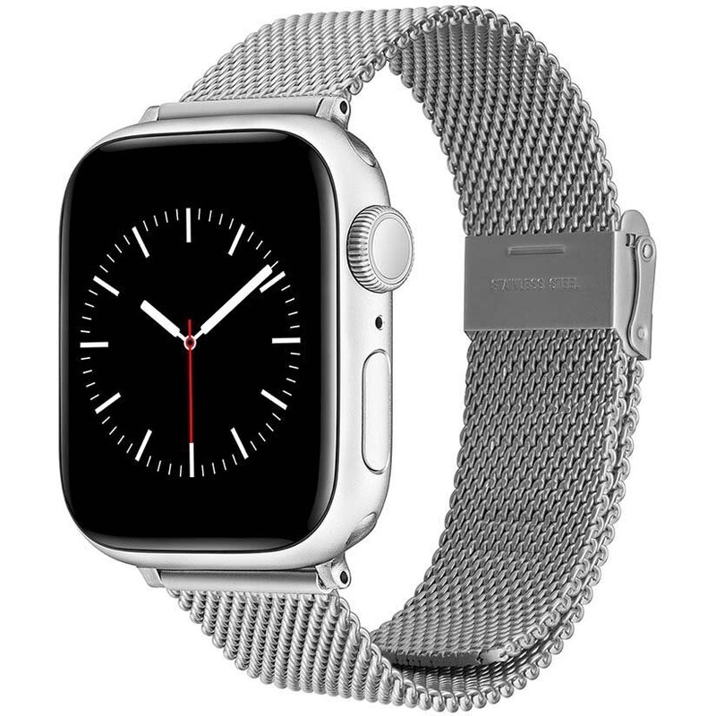 Řemínek pro apple watch Daniel Wellington Smart Watch Mesh strap stříbrná barva
