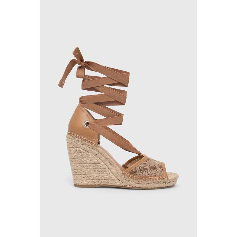 Espadrilky Guess DIANDRA dámské, hnědá barva, na klínku, FLGDIR FAL04