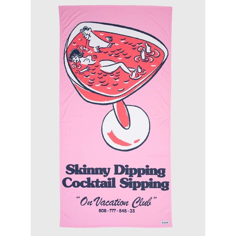 Ručník On Vacation Skinny Dippin' Cocktail Sippin' růžová barva, OVC A17