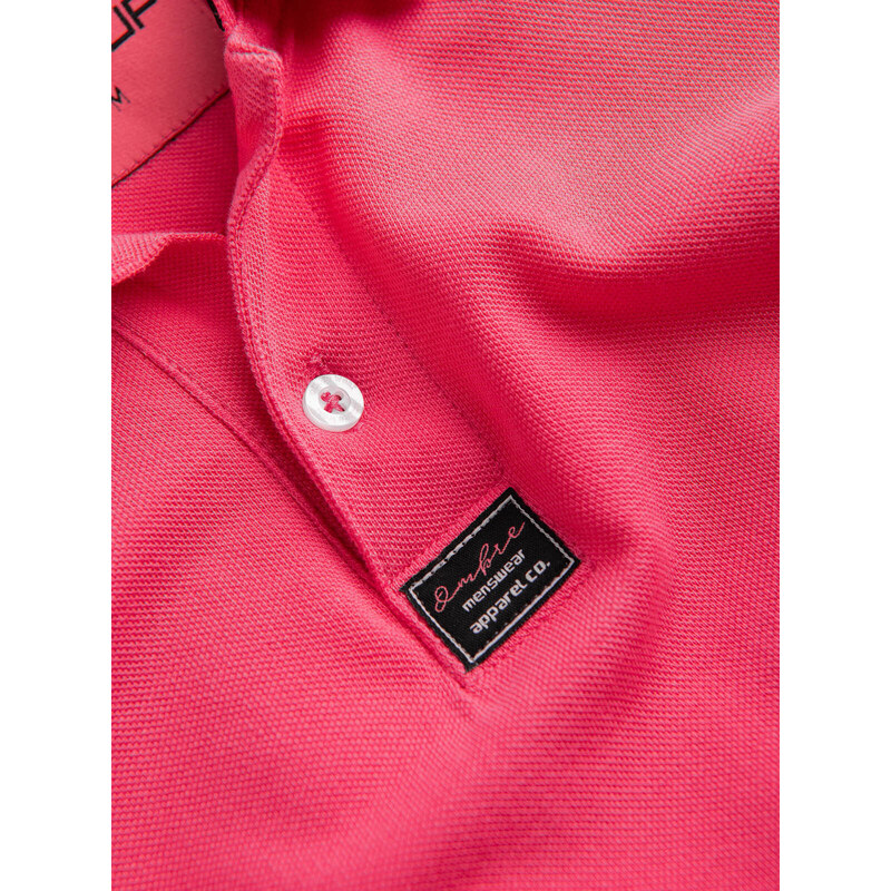 Ombre Clothing Pánská polokošile s límečkem - tmavě růžová V4 S1745