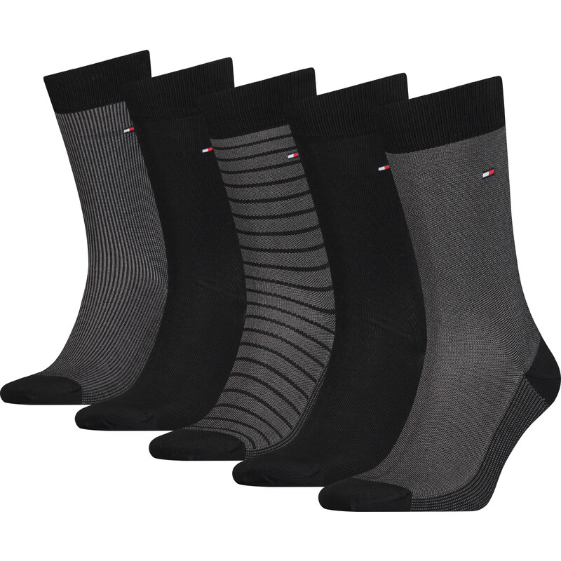 TOMMY HILFIGER Pánské černé ponožky 5 párů v darkovém balení 701220144-5P-002