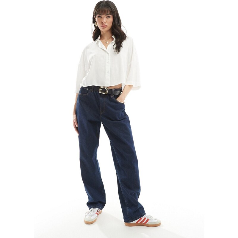 ONLY lightweight cropped boxy shirt in white