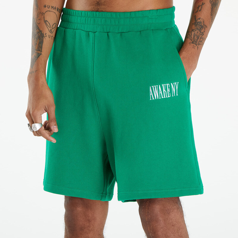 Pánské kraťasy Awake NY Spire Logo Embroidered Sweatshort Green