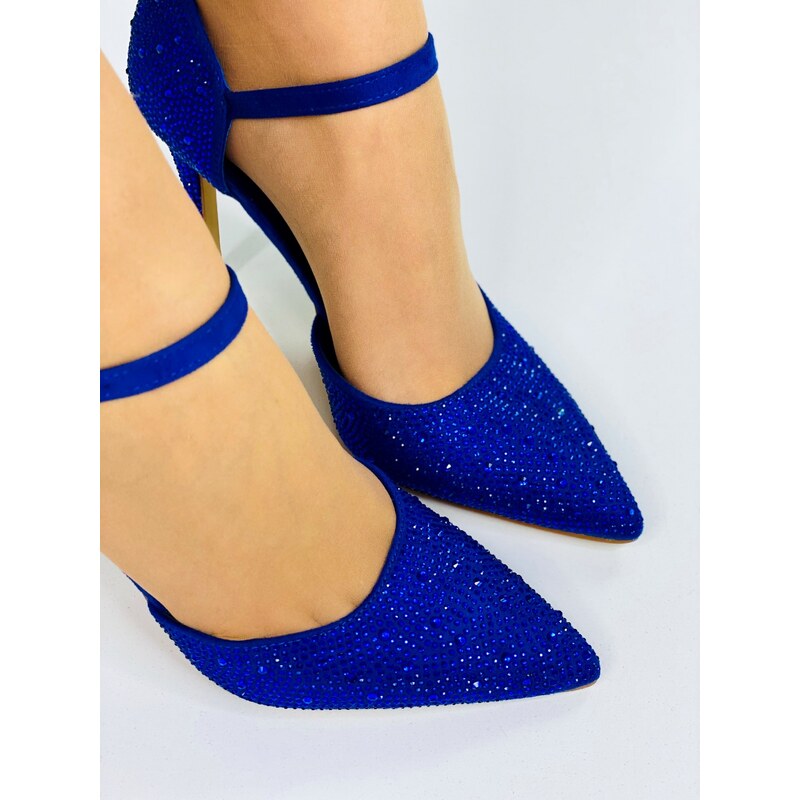 Webmoda Dámské královsky modré sandály s kamínky Luxia