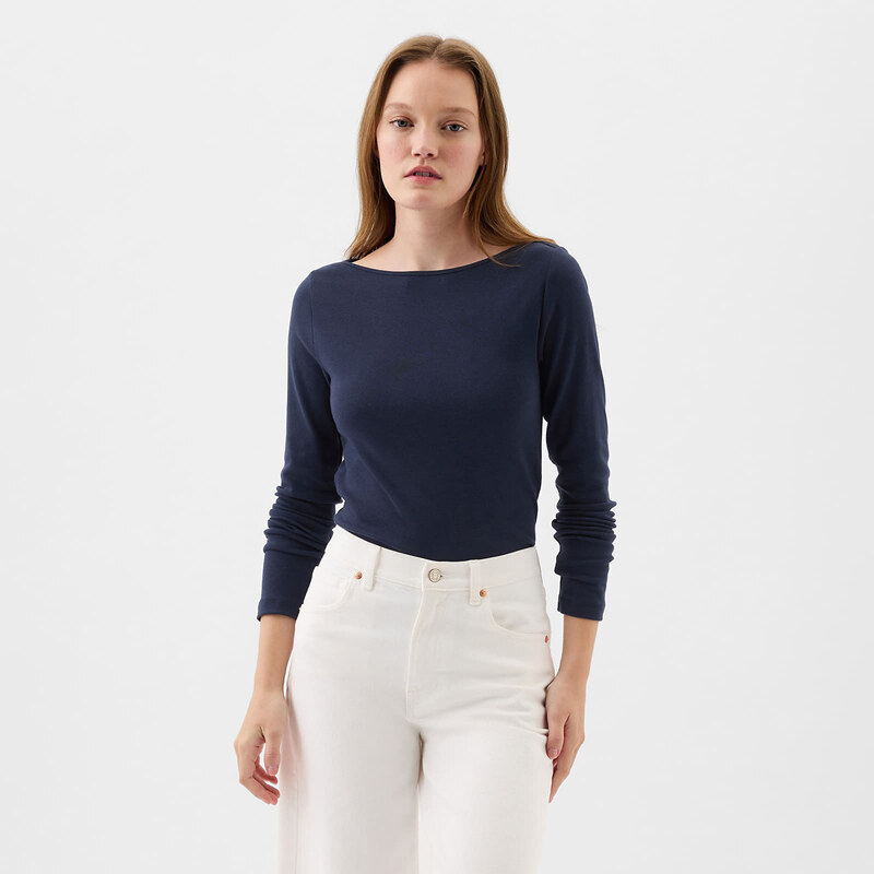 Tričko GAP Longsleeve Modal Bateau T-Shirt Navy Uniform S 91785743