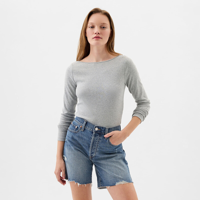 Top GAP Longsleeve Bateau Neck Modal Top Grey