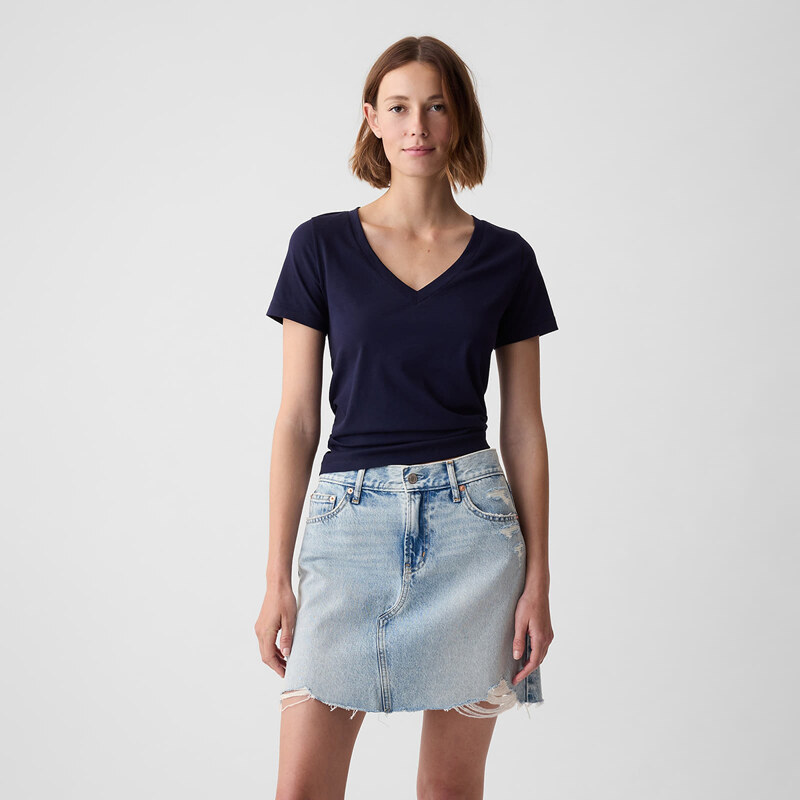 Dámské tričko GAP Basic V-Neck Tee Navy Uniform