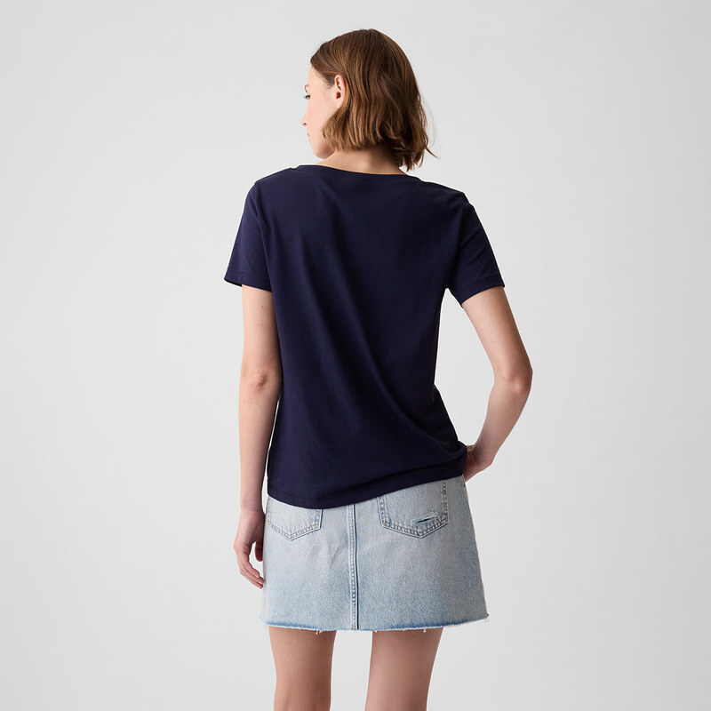 Dámské tričko GAP Basic V-Neck Tee Navy Uniform