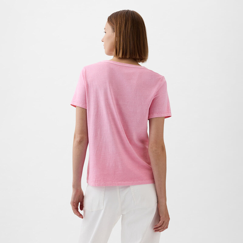 Dámské tričko GAP V-Neck Tee Sugar Pink