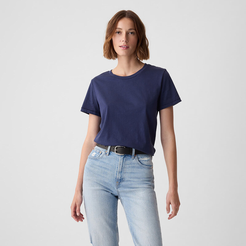 Dámské tričko GAP Basic Crewneck Tee Navy Uniform