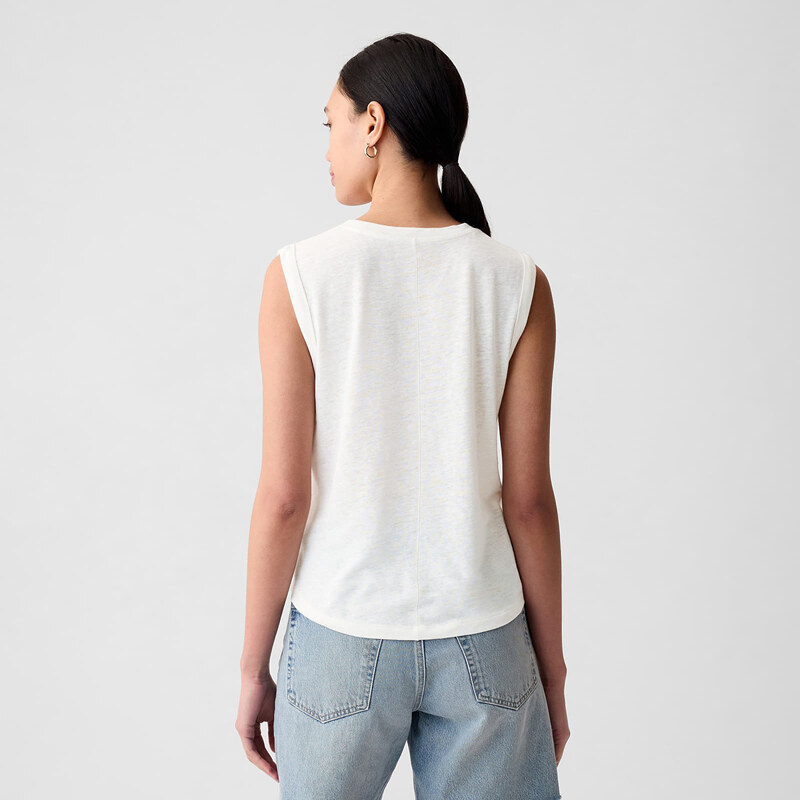 Top GAP Sleeveless Linen Blend Shell Top Optic White