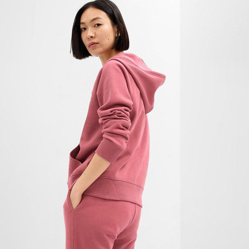 Dámská mikina GAP Fullzip Logo Hoodie Dry Rose