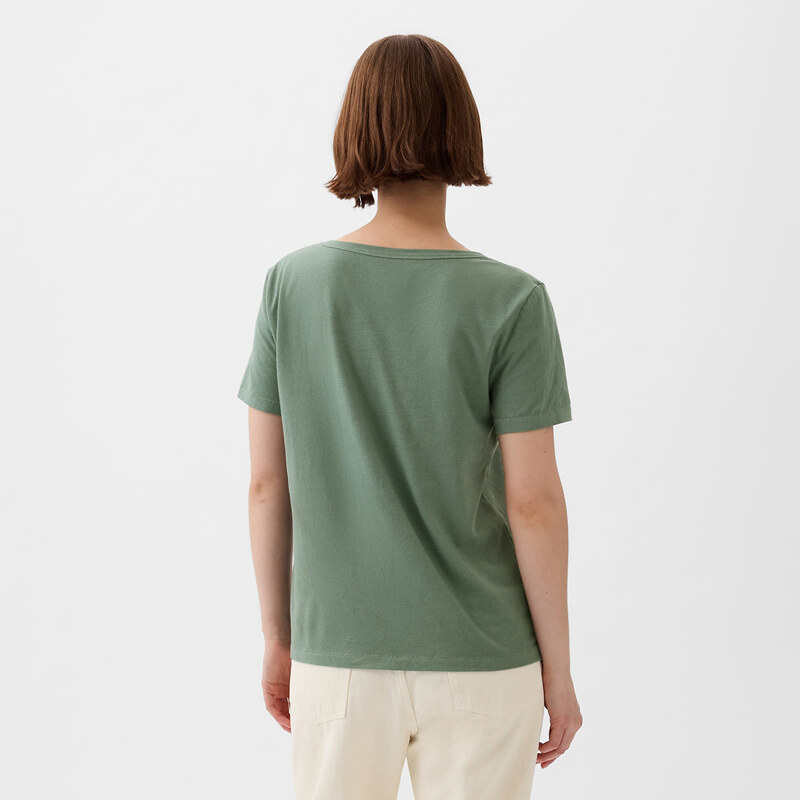 Dámské tričko GAP V-Neck Tee Laurel Wreath Green 17-6