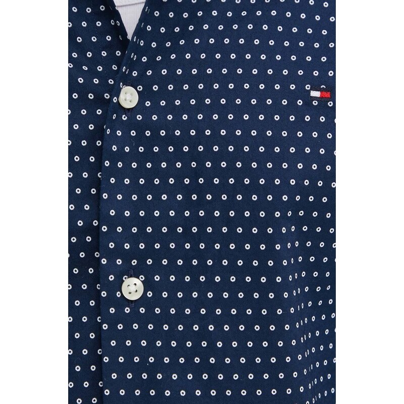 Bavlněná košile Tommy Hilfiger tmavomodrá barva, slim, s klasickým límcem, MW0MW34649