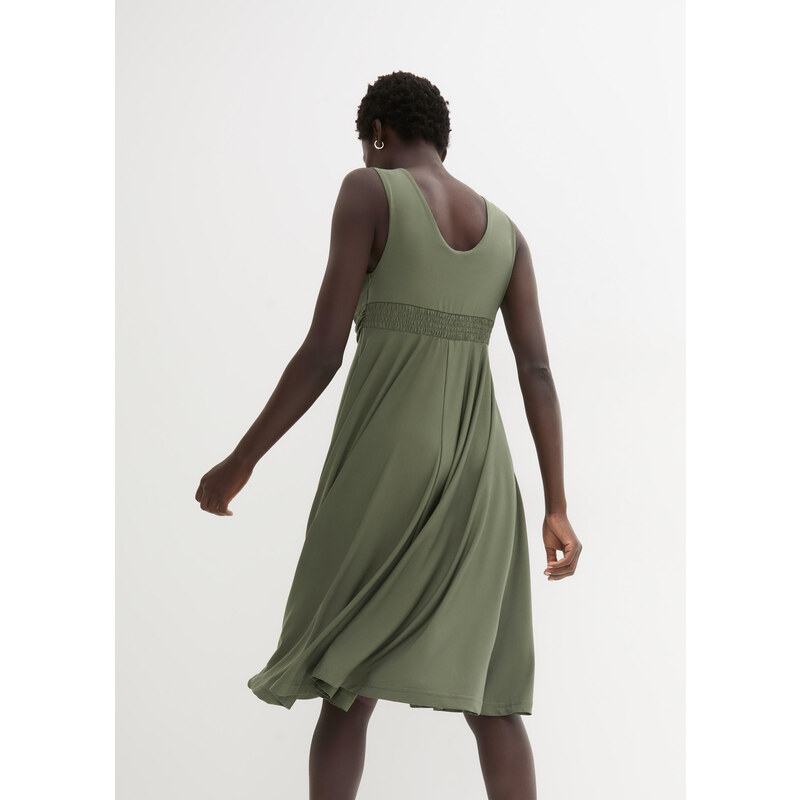 bonprix Úpletové šaty s výstřihem do V Zelená