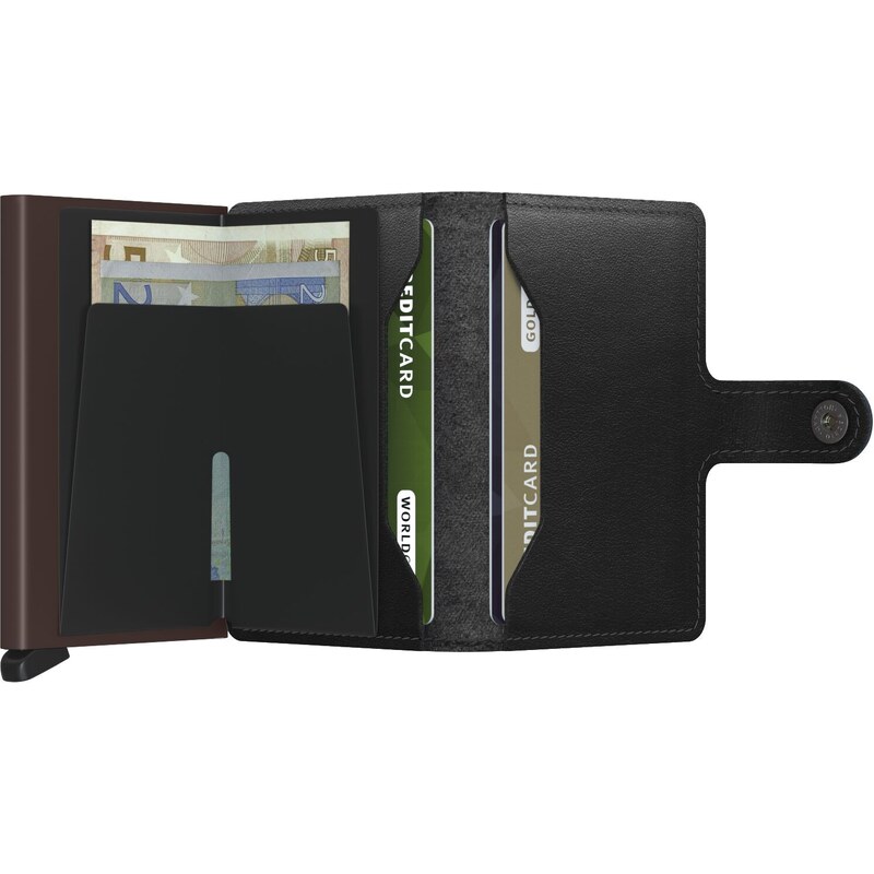 Kožená peněženka SECRID Miniwallet Original Black Brown černá s hnědým pouzdrem