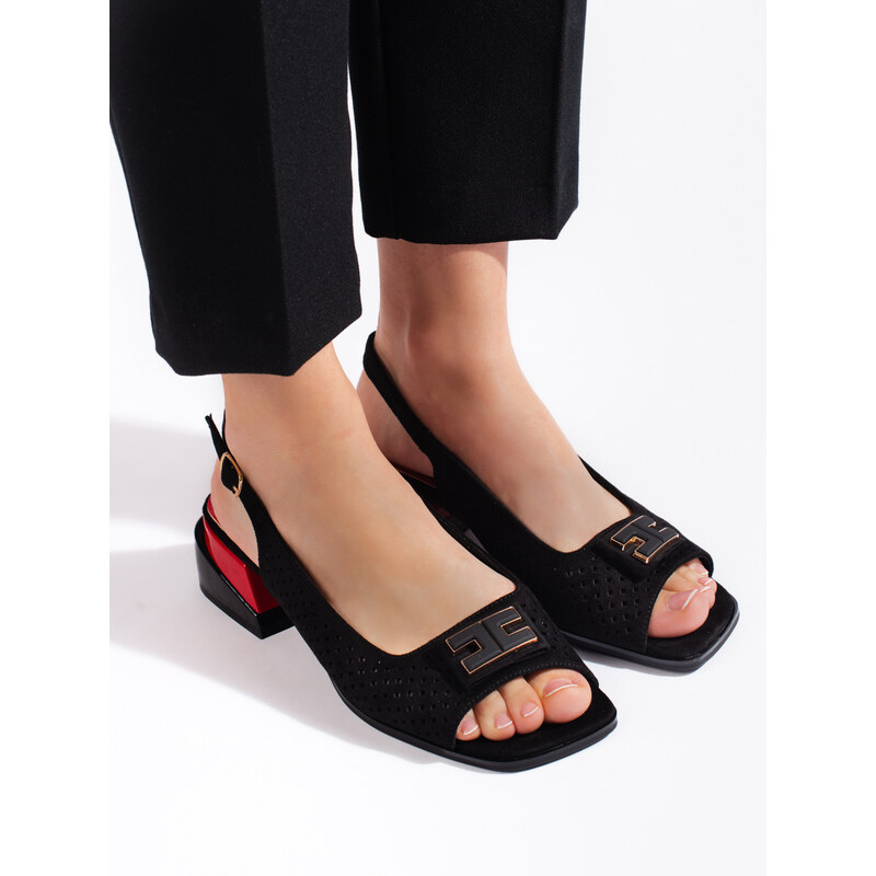 GOODIN Women's openwork sandals with low heels black