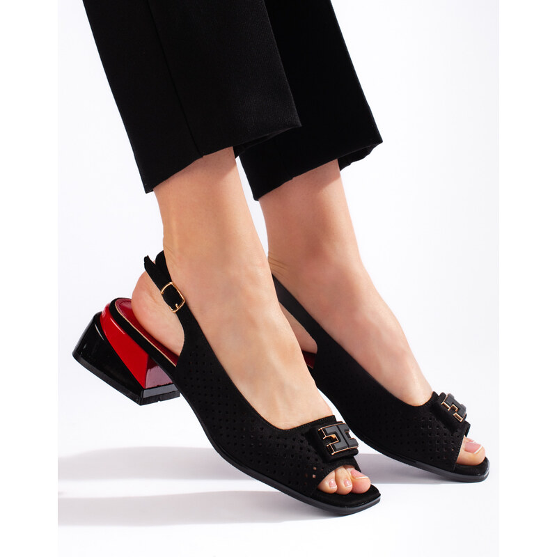 GOODIN Women's openwork sandals with low heels black