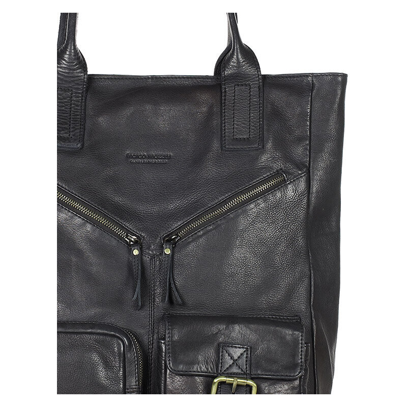 Marco Mazzini handmade Kožená shopper bag kabelka Mazzini VS31 černá